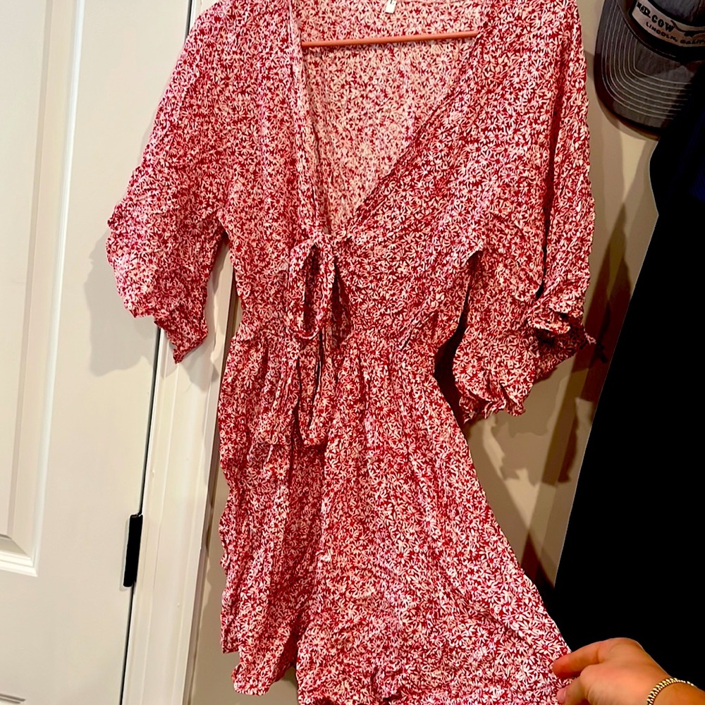 Tags on, zaful, floral romper with tie front and elastic waist